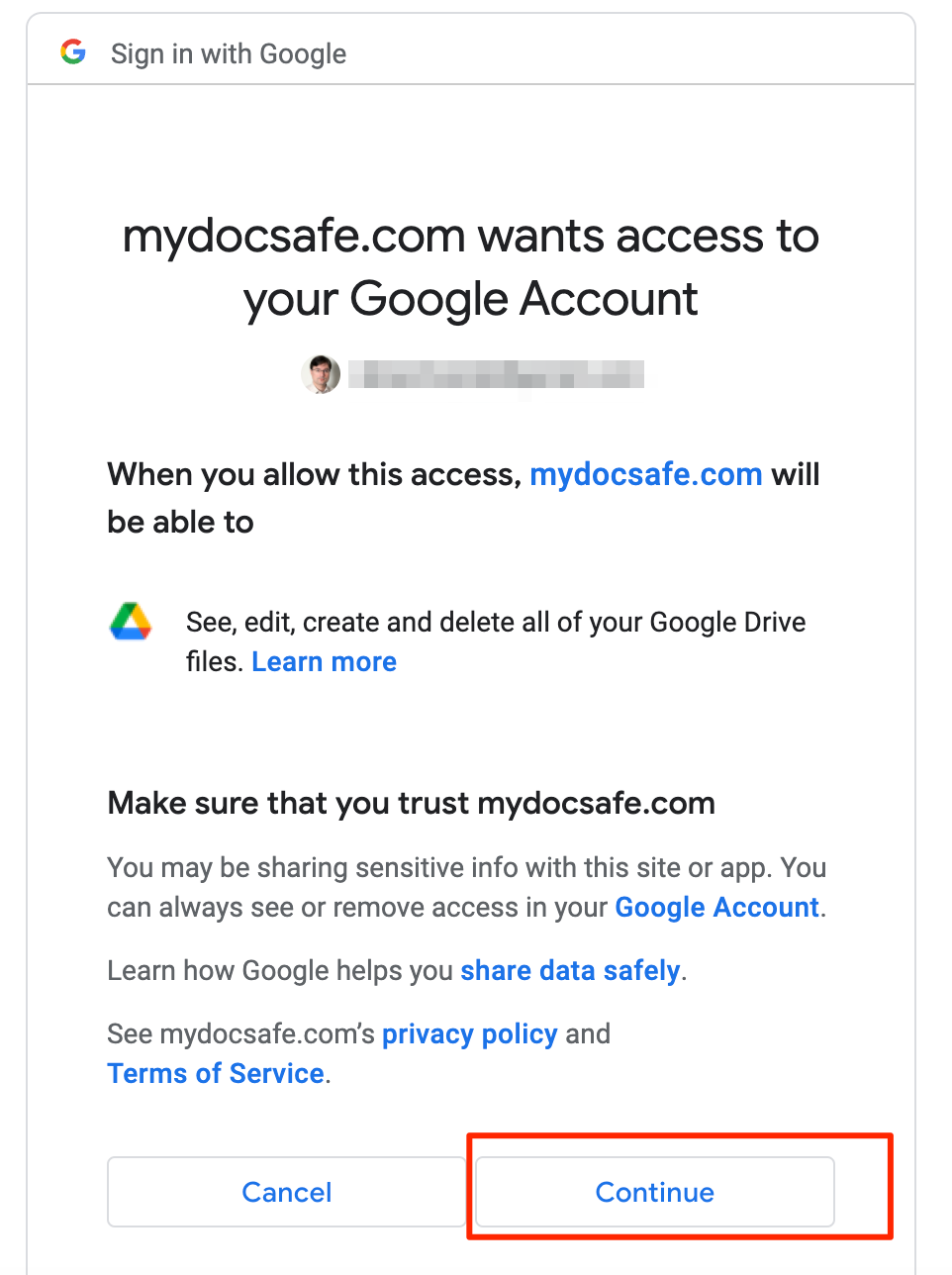 mydocsafe and google drive