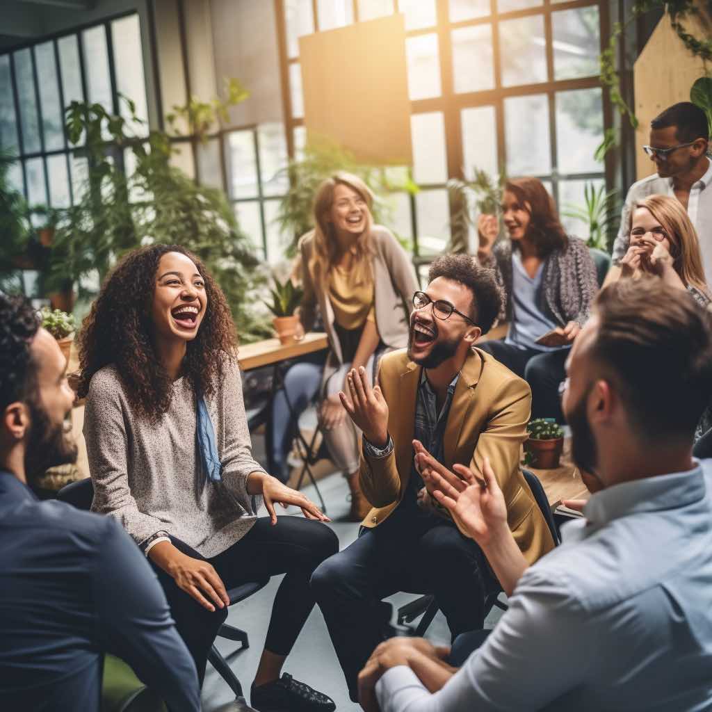 People laughing in an office