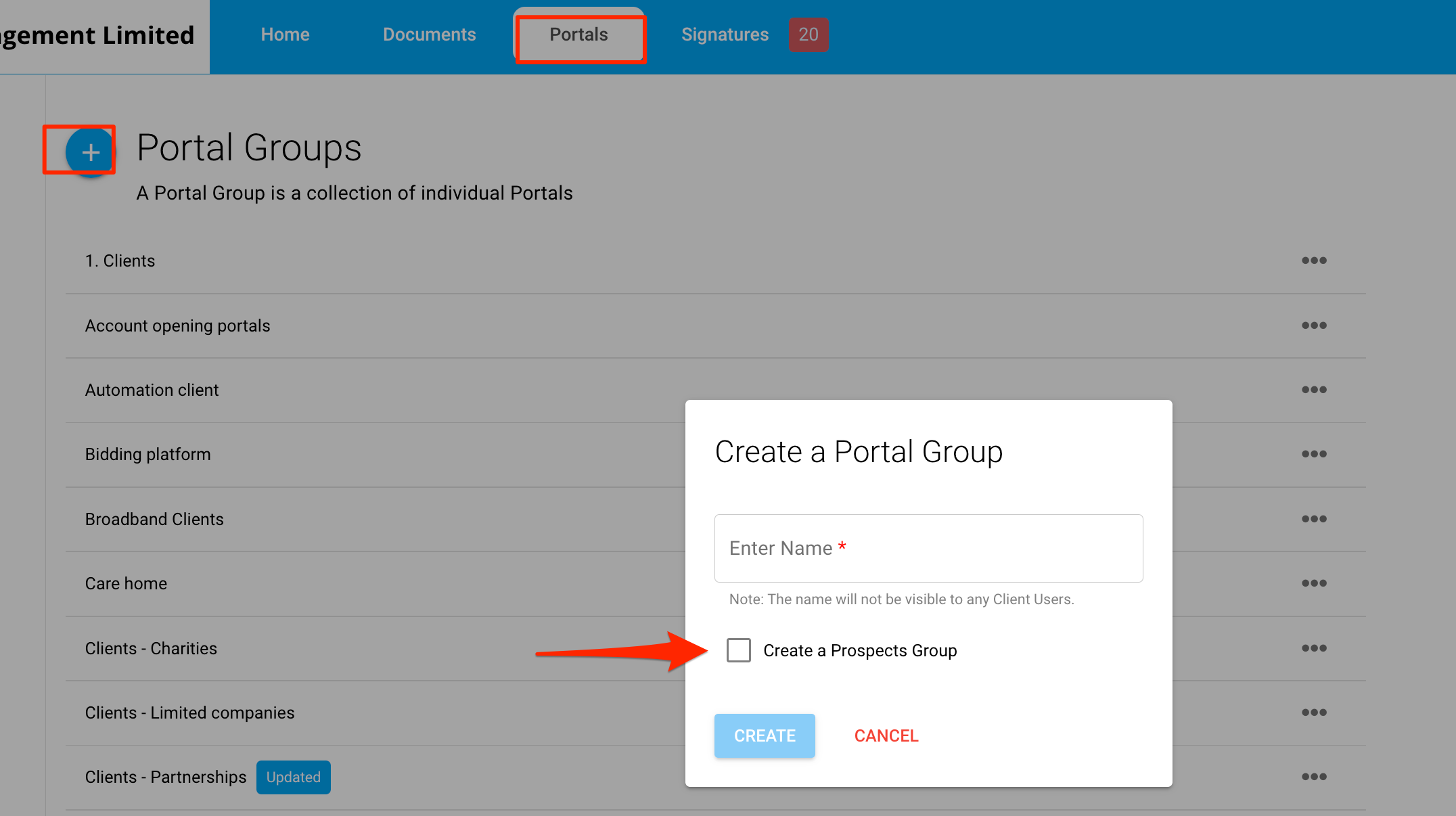 MyDocSafe - create Prospects