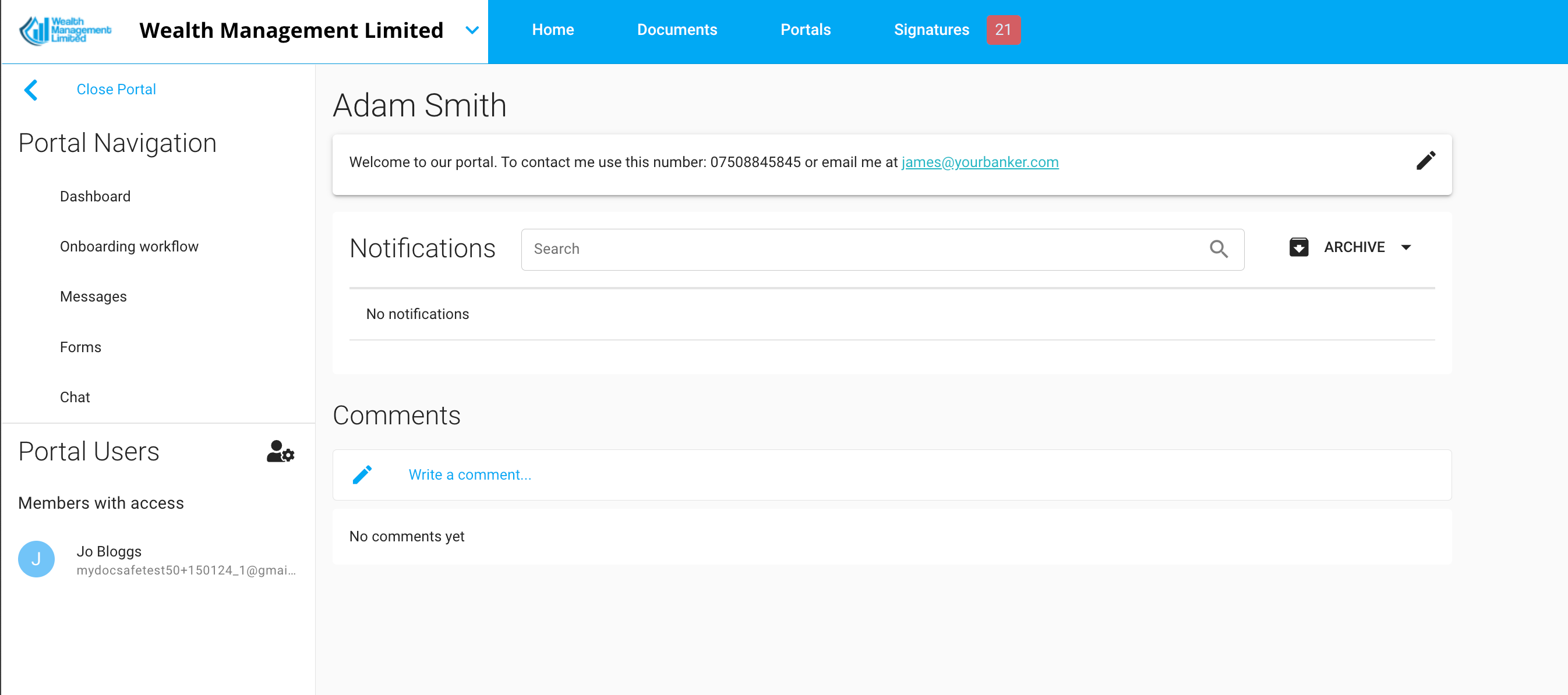 MyDocSafe Portal Home Page